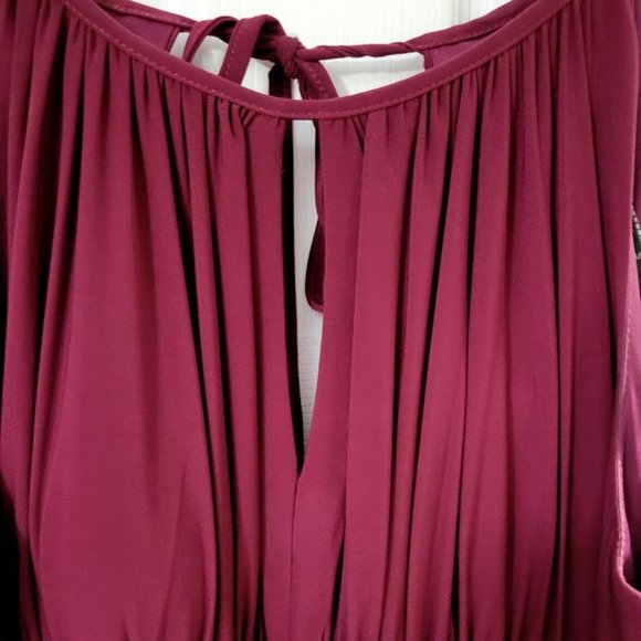 R&M Richards burgundy wine color maxi gown dress with sequin waist Size … - Picture 3 of 8